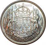 Канада 1952 г. • KM# 45 • 50 центов • Георг VI • серебро • регулярный выпуск • AU+