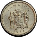 Ямайка 1984 г. • KM# 46 • 5 центов • герб Ямайки • крокодил • регулярный выпуск • BU-