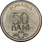 Румыния 2017 г. • KM# • 50 баней • 10-летие членства в ЕС • карта Европы • регулярный выпуск • BU