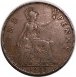 Великобритания 1927 г. • KM# 826 • 1 пенни • Георг V • регулярный выпуск • XF ( кат. - $20 )