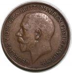 Великобритания 1913 г. • KM# 810 • 1 пенни • Георг V • регулярный выпуск • VF-