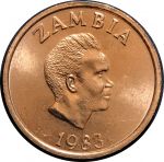 Замбия 1983 г. • KM# 10a • 2 нгве • Кеннет Каунда • орел • регулярный выпуск • MS BU