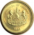 Лесото 1998 г. • KM# 62 • 5 лисенте • герб • хижина • регулярный выпуск • год - тип • MS BU