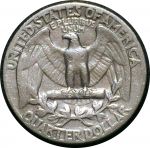 США 1949 г. • KM# 164 • квотер (25 центов) • (серебро) • Джордж Вашингтон • регулярный выпуск • VF