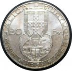 Португалия 1953 г. • KM# 585 • 20 эскудо • 25-летие финансовой реформы • серебро • памятный выпуск • BU-