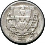 Португалия 1947 г. • KM# 580 • 2 ½ эскудо • каравелла Колумба • серебро • регулярный выпуск • F