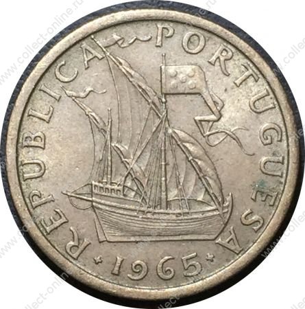 Португалия 1965 г. • KM# 591 • 5 эскудо • парусник • регулярный выпуск • XF+ ( кат. - $15 )