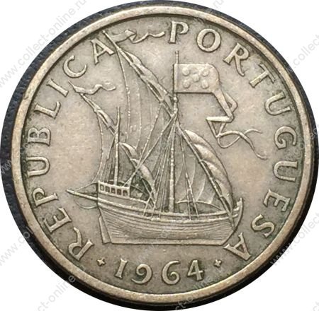Португалия 1964 г. • KM# 591 • 5 эскудо • парусник • регулярный выпуск • XF ( кат. - $15 )