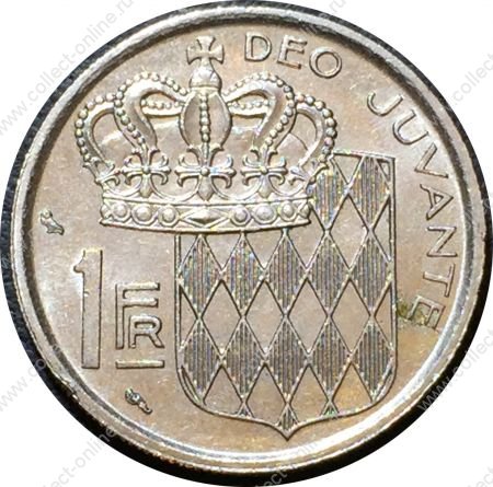 Монако 1968 г. • KM# 140 • 1 франк • Ренье III • герб княжества • регулярный выпуск • BU-