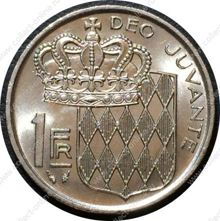 Монако 1975 г. • KM# 140 • 1 франк • Ренье III • герб княжества • регулярный выпуск • MS BU
