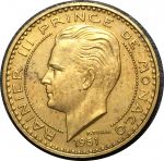 Монако 1951 г. • KM# 131 • 20 франков • Князь Ренье III • герб княжества • регулярный выпуск • AU+