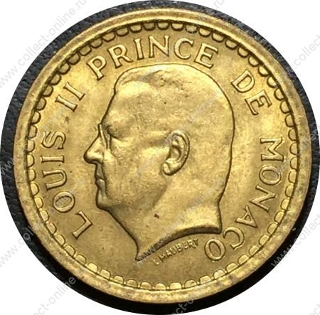 Монако 1945 г. KM# 120a • 1 франк • Луи II • герб княжества • регулярный выпуск • BU