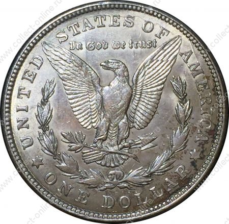 США 1921 г. D • KM# 110 • 1 доллар ("Морган") • серебро • брак чеканки • регулярный выпуск • XF-