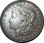 США 1921 г. D • KM# 110 • 1 доллар ("Морган") • серебро • брак чеканки • регулярный выпуск • XF-