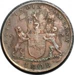 Британская Индия • Мадрасское Президенство 1808 г. • KM# 319 • 10 кэшей • герб Ост-Индской компании • регулярный выпуск • XF*
