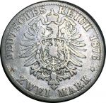 Пруссия 1876 г. C(Клеве) • KM# 506 • 2 марки • Вильгельм I • регулярный выпуск • серебро • F-