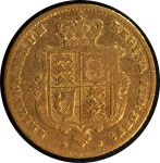 Великобритания 1853 г. • KM# 735.1 • полсоверена • королевский герб • золото • регулярный выпуск • F