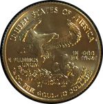 США 2001 г. • KM# 217 • 10 долларов • стоящая "Свобода" • золото 916,7 - 8.48 гр. • MS BU Люкс!!