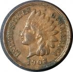 США 1907 г. • KM# 90a • 1 цент • "Индеец" • регулярный выпуск • XF+