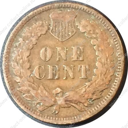 США 1909 г. • KM# 90a • 1 цент • "Индеец" • регулярный выпуск • XF