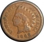 США 1888 г. • KM# 90a • 1 цент • "Индеец" • регулярный выпуск • F