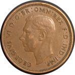 Великобритания 1938 г. • KM# 844 • пол пенни • Георг VI • регулярный выпуск • AU