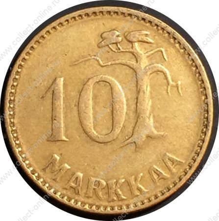 Финляндия 1953 г. H • KM# 38 • 10 марок • финский "лев" • регулярный выпуск • XF+