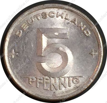 Германия • ГДР 1948 г. А (Берлин) • KM# 2 • 5 пфеннигов • пшеничный колос • регулярный выпуск • MS BU ( кат. - $25 )