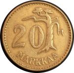 Финляндия 1954 г. H • KM# 39 • 20 марок • финский "лев" • регулярный выпуск • XF+