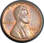 США 1958 г. • KM# 132 • 1 цент • "пшеничный" • Авраам Линкольн • Мемориал • регулярный выпуск • BU-