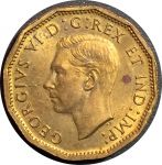 Канада 1943 г. • KM# 40 • 5 центов • сплав томпак • Георг VI • символ Победы • регулярный выпуск • BU ( кат.- $ 12 )