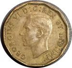 Канада 1943 г. • KM# 40 • 5 центов • сплав томпак • Георг VI • символ Победы • регулярный выпуск • AU