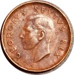 Южная Африка 1952 г. • KM# 32.2 • ¼ пенни(фартинг) • Георг VI • птицы • регулярный выпуск • XF-AU