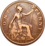 Великобритания 1912 г. H • KM# 810 • 1 пенни • Георг V • нечастый двор • регулярный выпуск • VF-