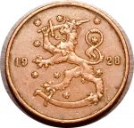 Финляндия 1928 г. • KM# 24 • 10 пенни • финский лев • регулярный выпуск • XF+ ( кат. - $8+ )