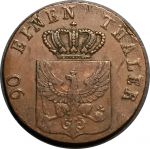 Пруссия 1836 г. D(Аурих) • KM# 412 • 4 пфеннига • герб Пруссии • регулярный выпуск • AU • красная медь ( кат. - $90 )