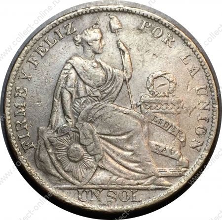Перу 1930 г. • KM# 218.2 • 1 соль • государственный герб • серебро • регулярный выпуск • AU