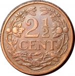 Нидерланды 1929 г. • KM# 150 • 2 ½ цента • регулярный выпуск • XF+