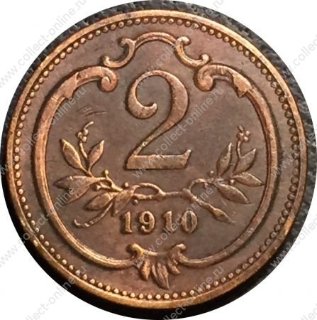 Австрия 1910 г. • KM# 2800 • 1 геллер • герб • регулярный выпуск • MS BU- ( кат. - $10 )