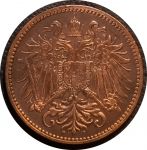 Австрия 1910 г. • KM# 2801 • 2 геллера • герб • регулярный выпуск • MS BU- ( кат. - $10 )