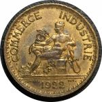 Франция 1922 г. • KM# 876 • 1 франк • "Коммерция" • регулярный выпуск • MS BU ( кат. - $10 )