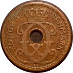 Дания 1928 г. KM# 828.2 • 5 эре • королевская монограмма • регулярный выпуск • XF+