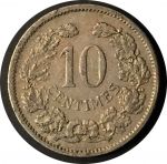 Люксембург 1901 г. • KM# 25 • 10 сантимов • Герцог Адольф Нассау-Люксембургский • регулярный выпуск(год-тип) • XF-AU ( кат. - $10 )