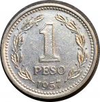 Аргентина 1957 г. • KM# 57 • 1 песо • регулярный выпуск • AU