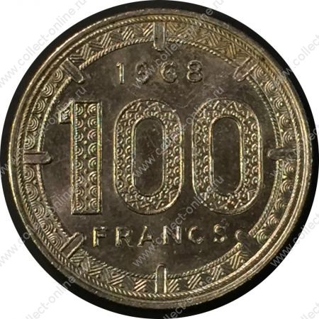 Камерун 1968 г. • KM# 14 • 100 франков • гигантские антилопы • регулярный выпуск • MS BU Люкс!