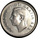 Канада 1951 г. • KM# 44 • 25 центов • Георг VI • олень • серебро • AU