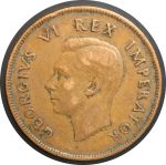 Южная Африка 1940 г. • KM# 25 • 1 пенни • Георг VI • парусник • регулярный выпуск • XF+ ( кат. - $7+ )