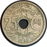 Франция 1918 г. • KM# 867a • 25 сантимов • регулярный выпуск •  XF