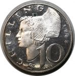 Австрия 1965 г. • KM# 2882 • 10 шиллингов • серебро • регулярный выпуск • UNC пруф!