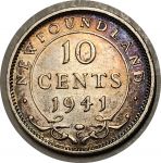 Ньюфаундленд 1941 г. C • KM# 20 • 10 центов • Георг VI • серебро • регулярный выпуск • AU